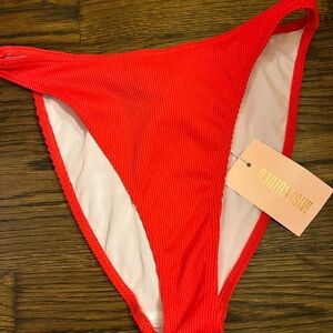 Red ribbed bikini bottom